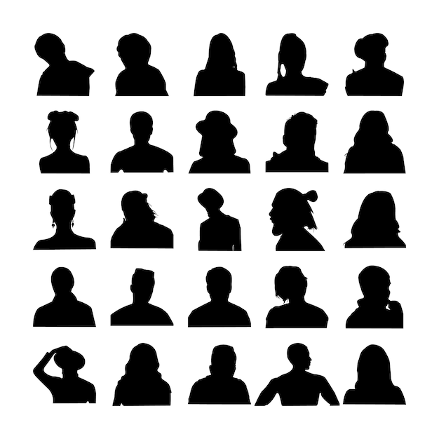 Download Human face silhouettes collection | Premium Vector