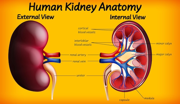 Free Vector | Human kidney anatomy diagram