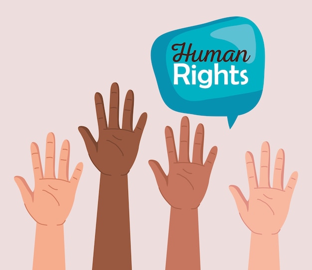 Premium Vector | Human rights with diversity hands and bubble design ...