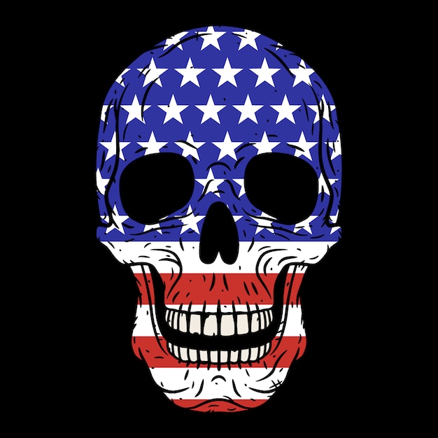 Download Premium Vector | Human skull with american flag isolated