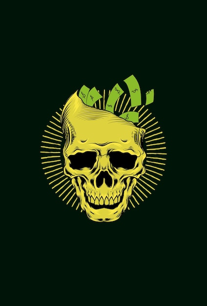 Premium Vector | Human skull with money vector illlustration