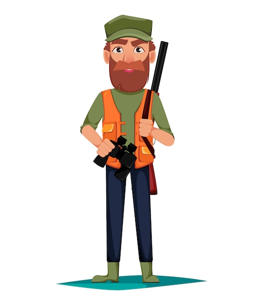 Premium Vector | Hunter man cartoon character