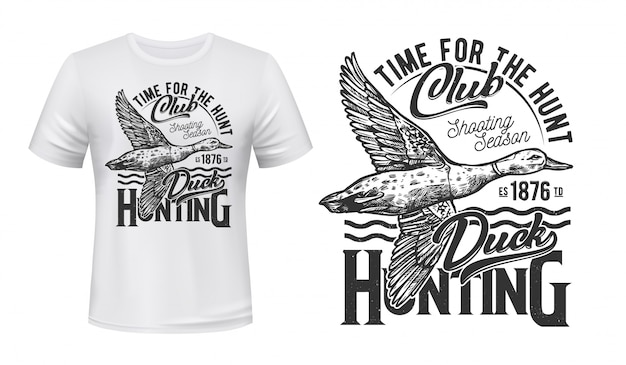 Download Hunting club t-shirt print with duck bird | Premium Vector