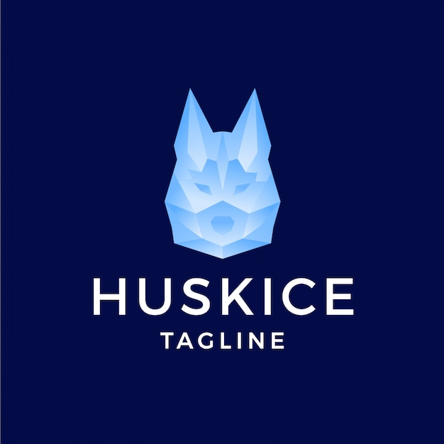 Husky with ice polygon gradient effect logo Premium Vector