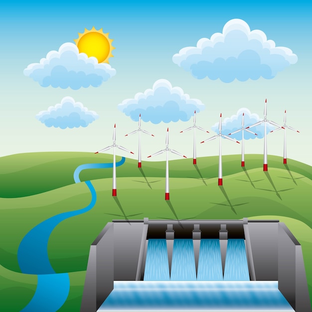 Premium Vector | Hydroelectricity