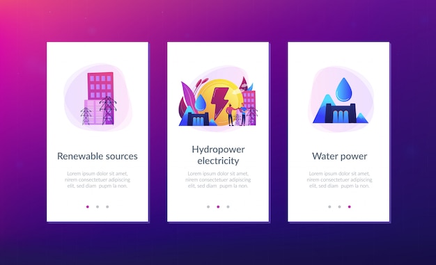 Hydropower app interface template. Premium Vector