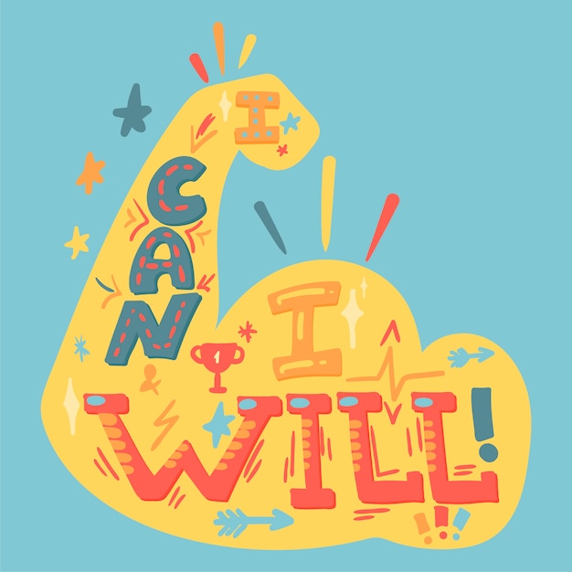 Premium Vector | I can and i will. inspire sport slogan