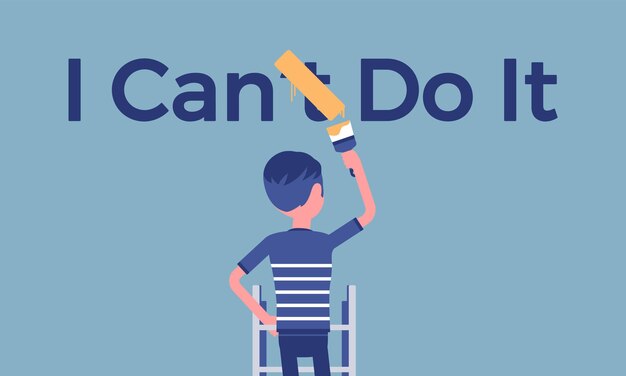 Premium Vector | I can do it motivational poster. man correcting ...