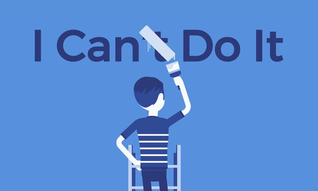 Premium Vector | I can do it motivational poster. man correcting ...