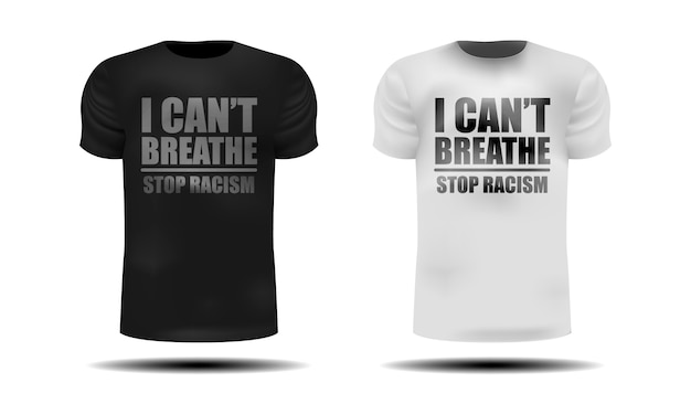 プレミアムベクター 黒と白の現実的なtシャツ 孤立したイラストを呼吸することはできません