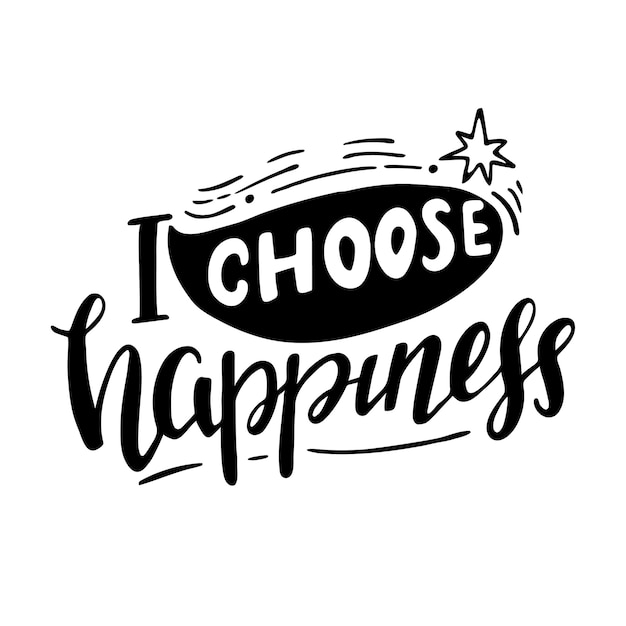 Premium Vector | I choose happiness lettering background. motivational ...