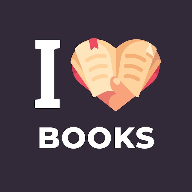 Premium Vector | I love books illustration.