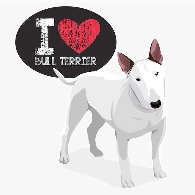 I love bull terrier | Premium Vector