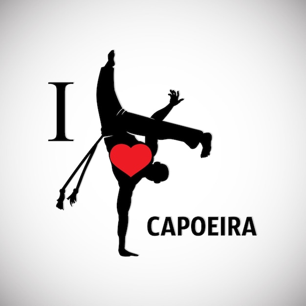 Premium Vector I Love Capoeira Vector Illustration Capoeira Dancer Pose