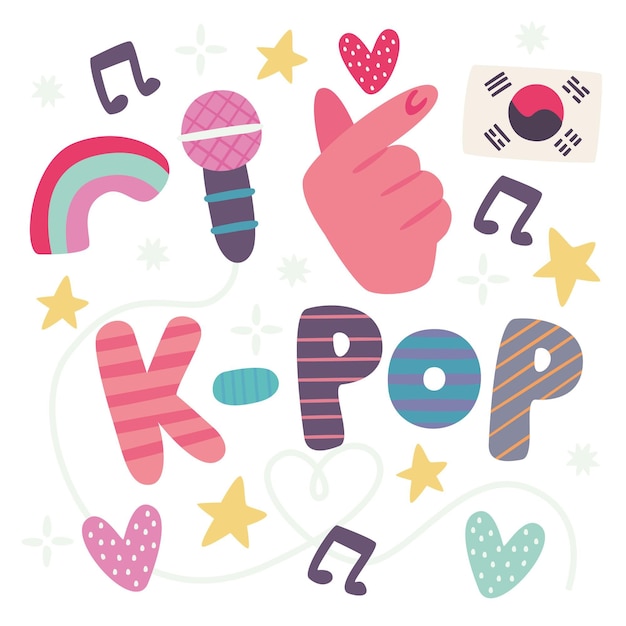 Premium Vector | I Love K-pop Music Lettering