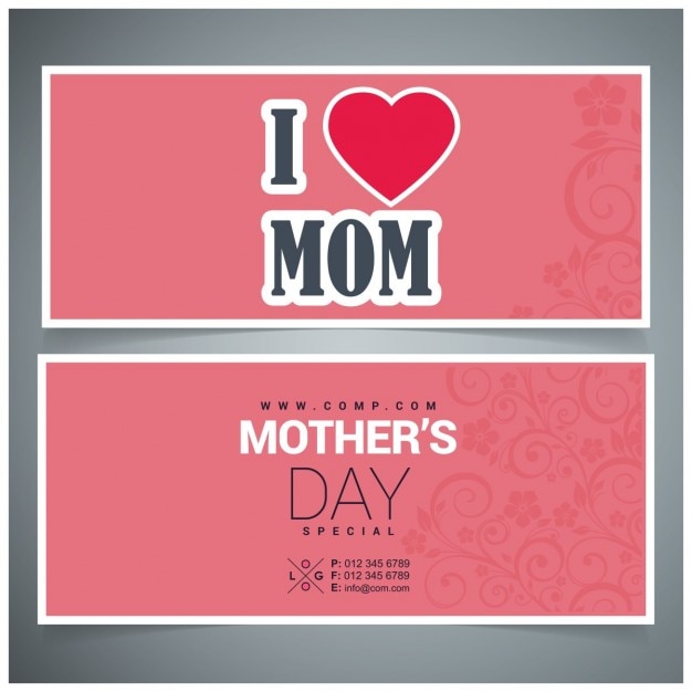 Download I love mom banner | Free Vector