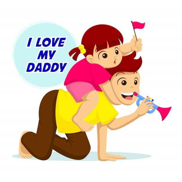Download Premium Vector | I love my daddy. father and daughter play ...