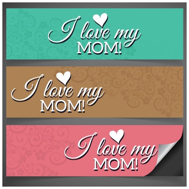 Download I love my mom banners in different colors Vector | Free ...