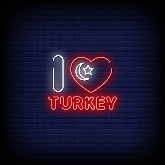 Download I love turkey neon signs style text | Premium Vector