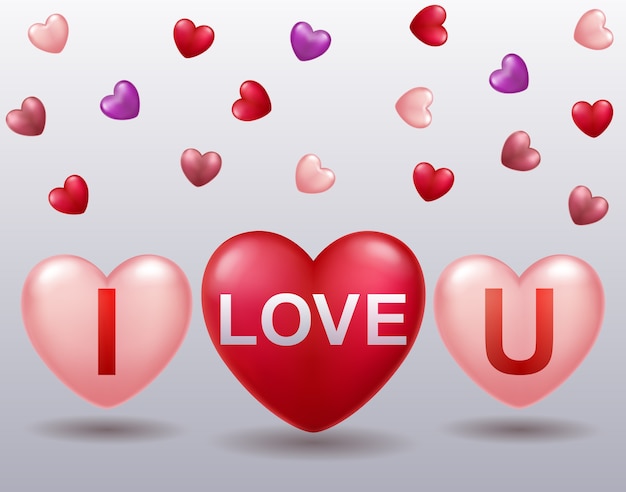 Download I love u text in ballon valentine's illustration ...