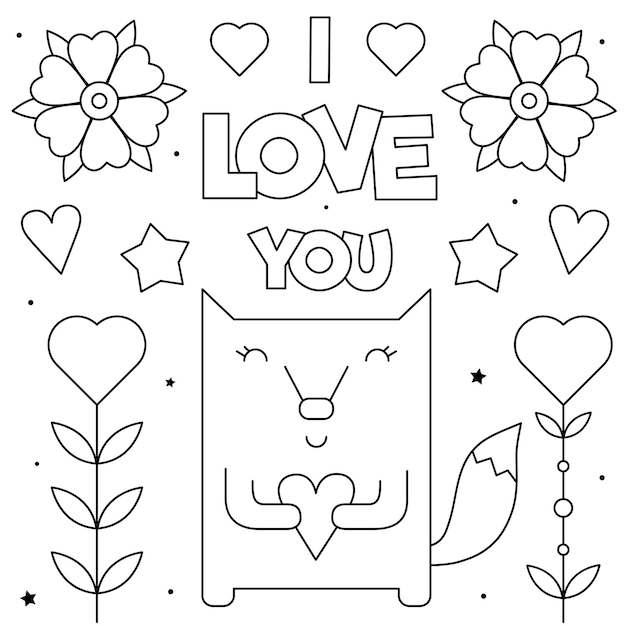 Premium Vector | I love you. coloring page. black and white