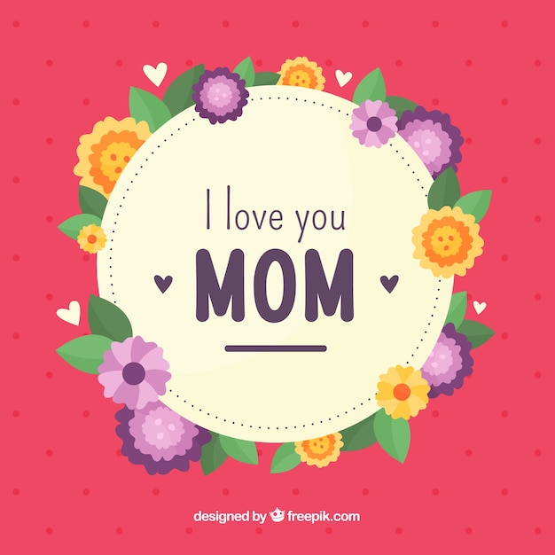 Download I love you mom flat background | Free Vector