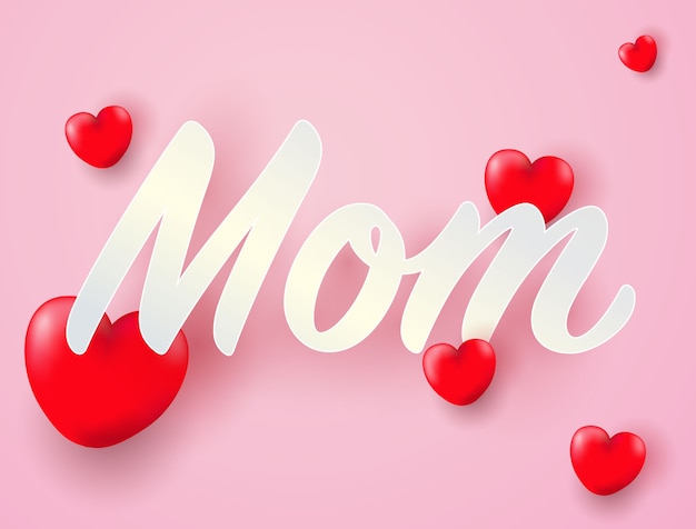 Download I love you mom with heart | Premium Vector