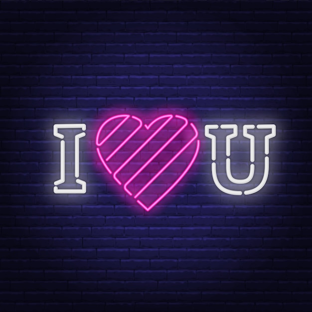 Premium Vector I Love You Neon Heart Sign