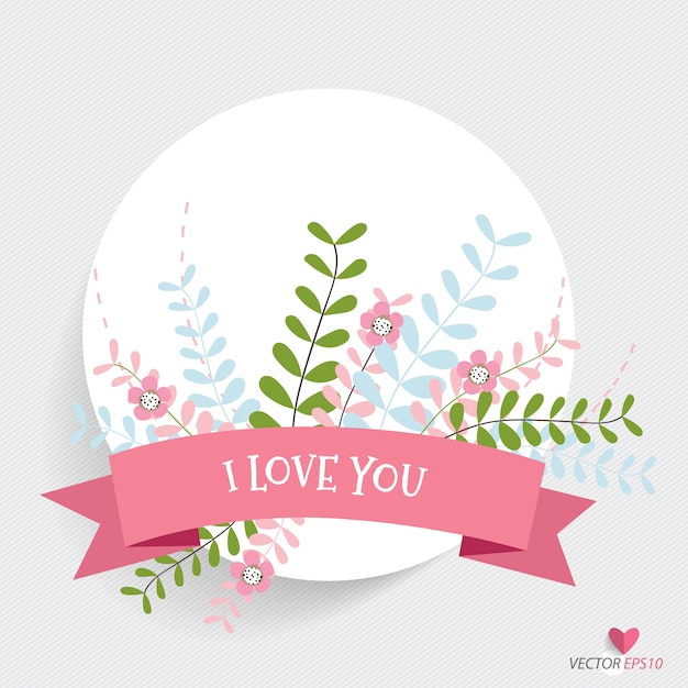 I love you rounded design with ribbon