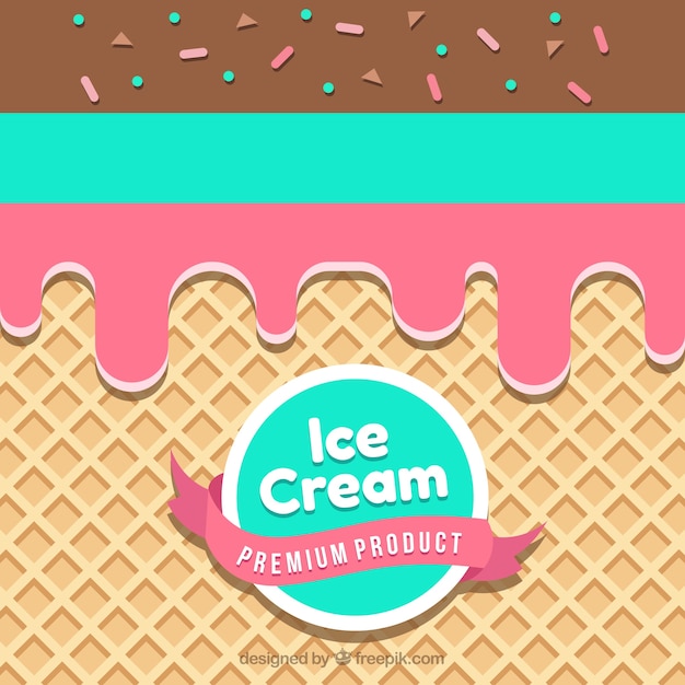 Ice cream background with cookie in flat\
design