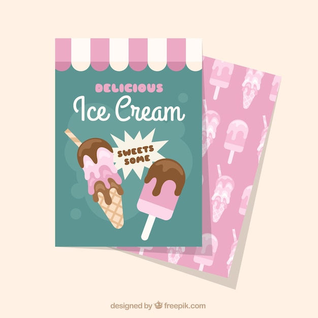 Free Vector | Ice cream card template in flat design