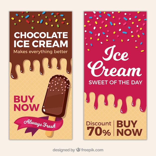 Download Ice cream cards in flat design Vector | Free Download