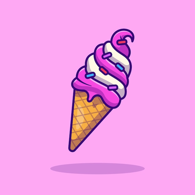 アイスクリーム漫画ベクトルアイコンイラスト デザート食品アイコンの概念分離ベクトル フラット漫画スタイル 無料のベクター