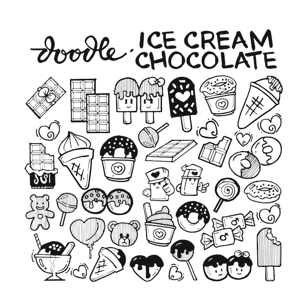 Premium Vector | Ice cream, chocolate doodle hand drawn