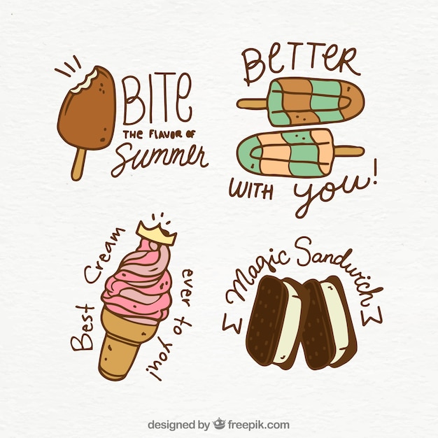 Download Ice cream collection with quote Vector | Free Download
