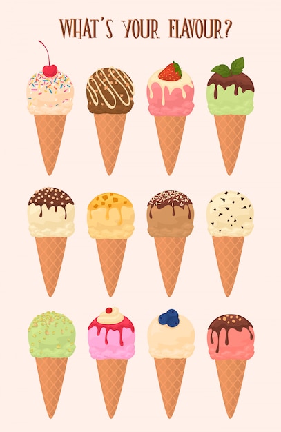 Download Ice cream cone collection | Premium Vector