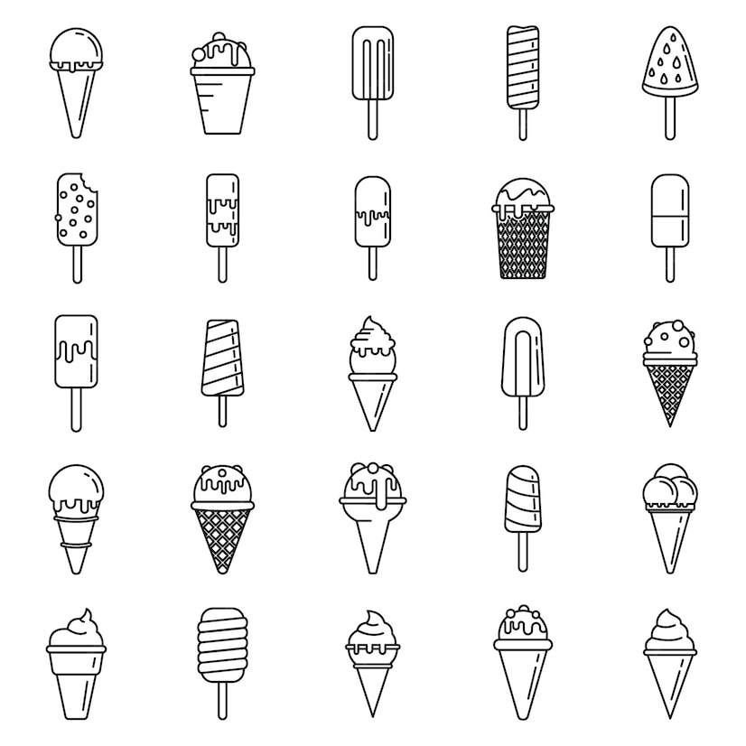 Premium Vector Ice Cream Cone Icons Set 8365