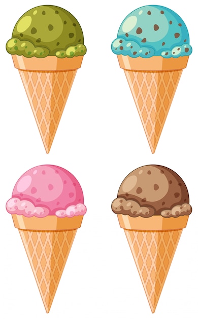 Download Ice cream cone with flavour isolated on white | Premium Vector