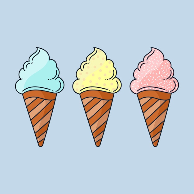 Download Ice cream doodle vector | Premium Vector