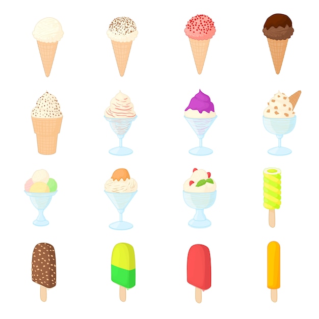 Premium Vector | Ice cream icons set in cartoon style