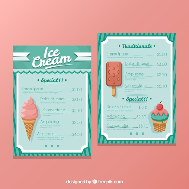 Ice cream menu in retro style Vector | Free Download