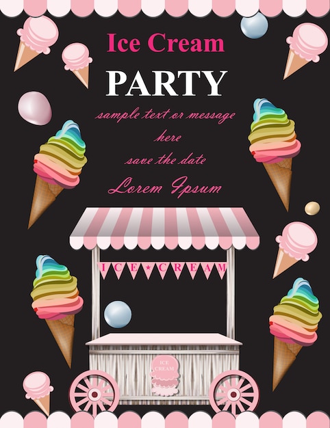 Premium Vector Ice Cream Party Invitation Card 