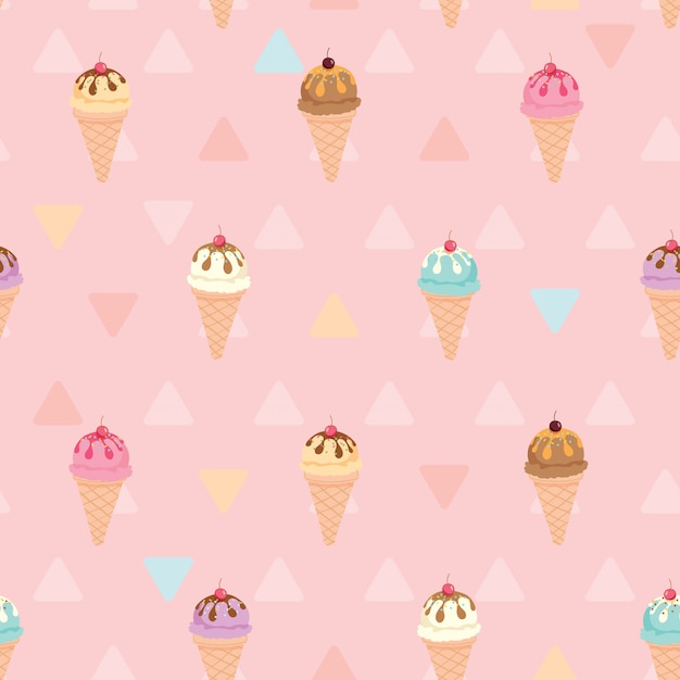 Download Premium Vector | Ice cream pattern pink