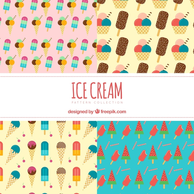 Ice cream patterns in flat design