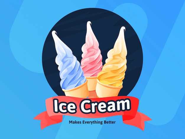 アイスクリームのリアルなイラスト プレミアムベクター