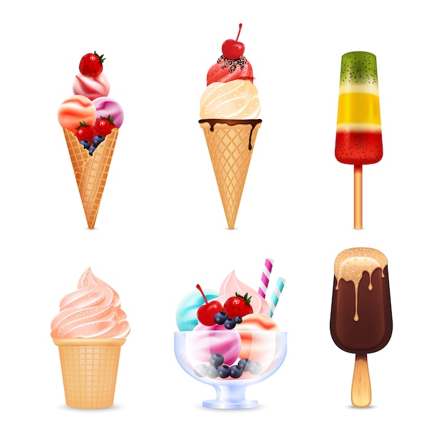 Download Ice cream realistic set Vector | Free Download