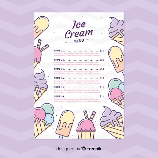 Download Ice cream restaurant menu template Vector | Free Download