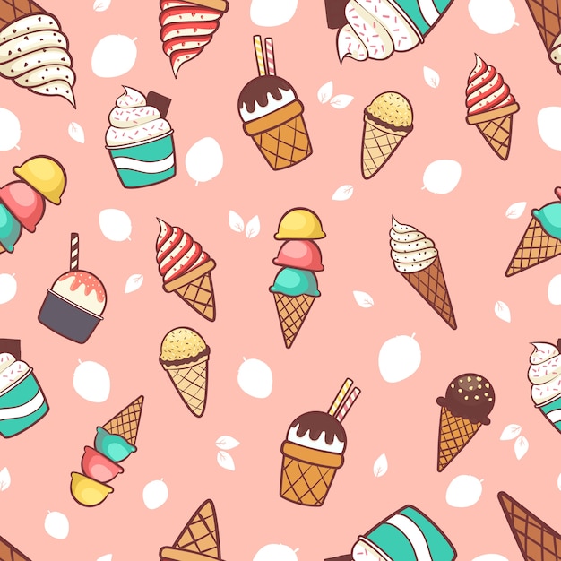Premium Vector | Ice cream seamless pattern background