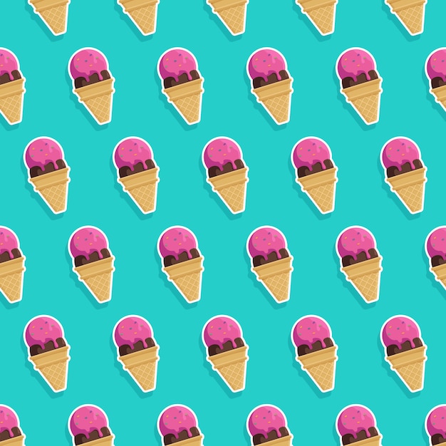 アイスクリームのシームレスなパターン夏の背景の壁紙 プレミアムベクター
