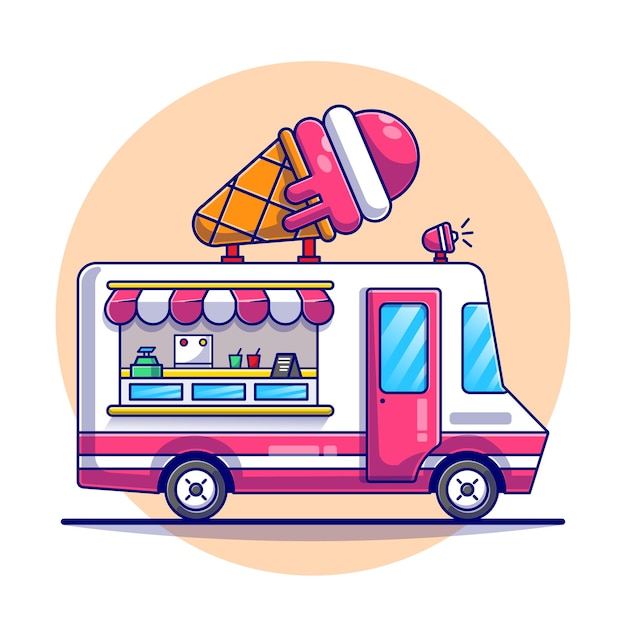 Premium Vector Ice cream truck cartoon illustration.